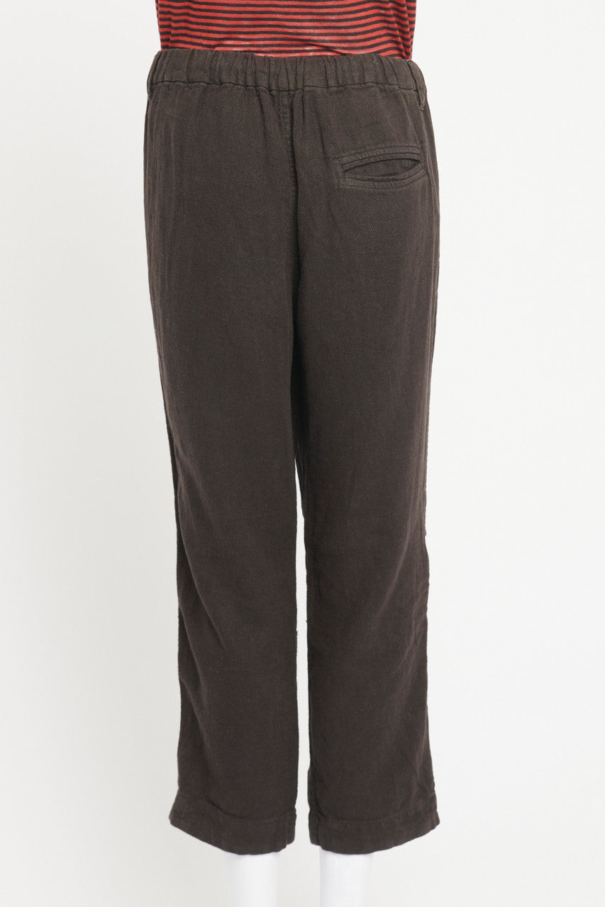 Black Washed Linen Casual Preowned Trousers