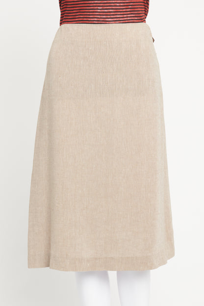 Grey Linen Preowned Pencil Skirt