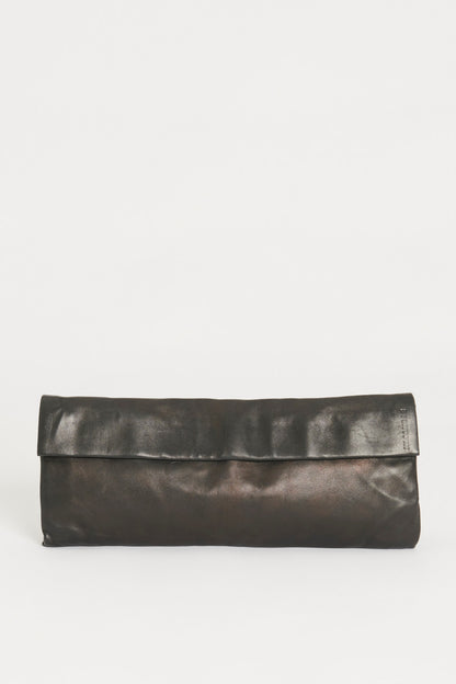 Black Leather Preowned Envelope Clutch