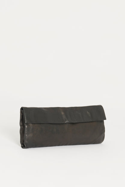 Black Leather Preowned Envelope Clutch