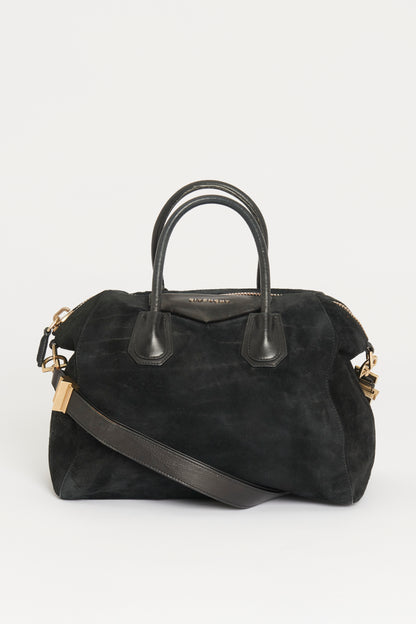 Black Suede Antigona Preowned Shoulder Bag