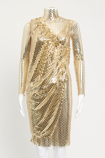 Fall 2021 Gold Embellished Two Piece Preowned Dress Set