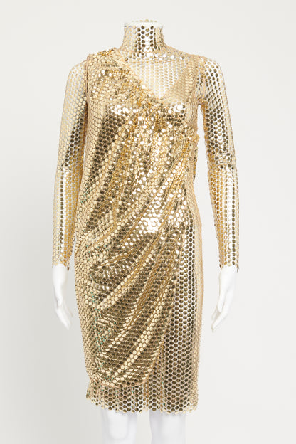 Fall 2021 Gold Embellished Two Piece Preowned Dress Set