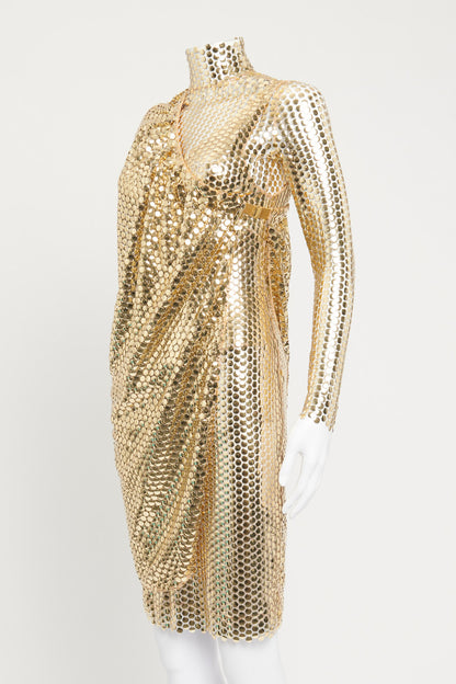 Fall 2021 Gold Embellished Two Piece Preowned Dress Set
