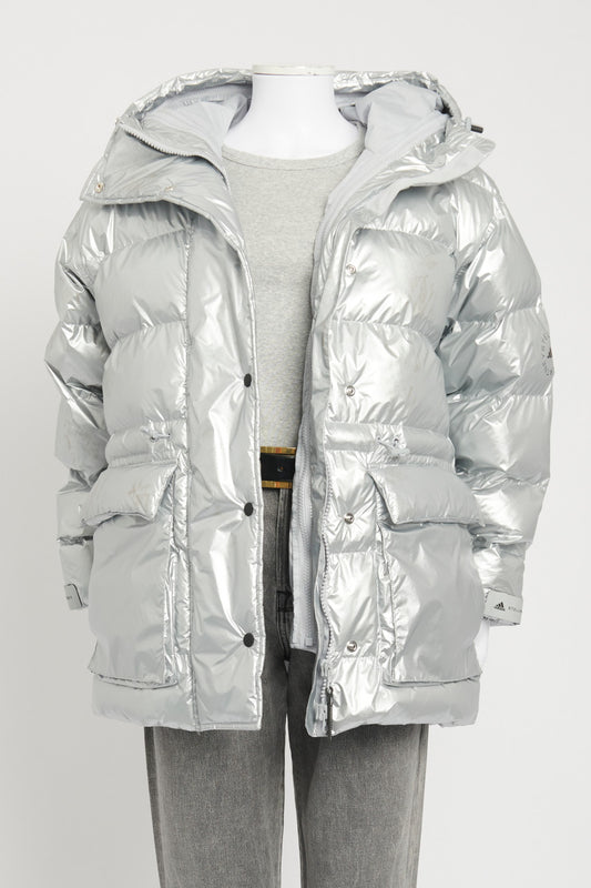 Metallic Silver Ski Preowned Puffer Jacket