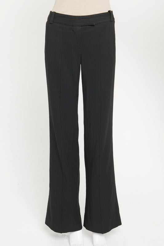 Black Low Waist Pinstripe Preowned Trouser