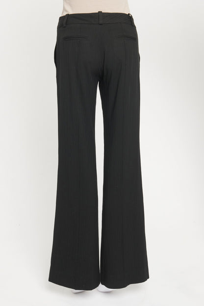 Black Low Waist Pinstripe Preowned Trouser