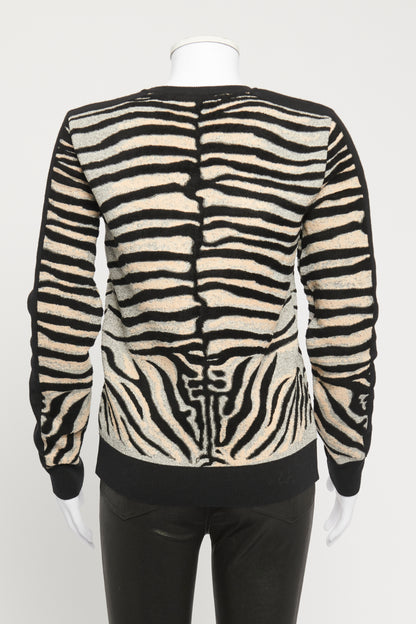 Monochrome Zebra Print Wool Preowned Jumper