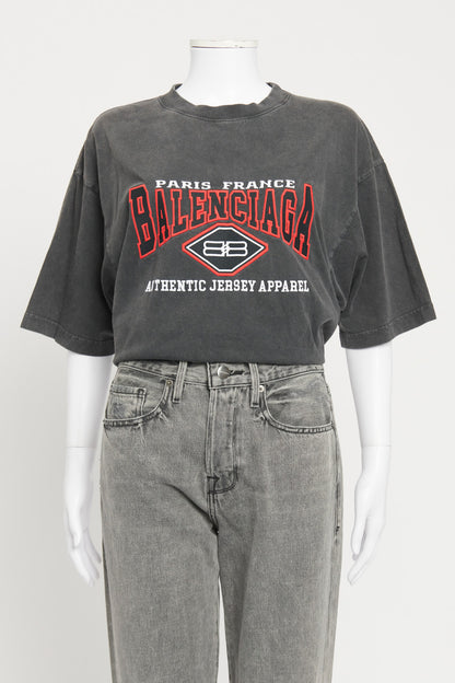 Grey Oversized "Balenciaga" Logo Preowned T-Shirt