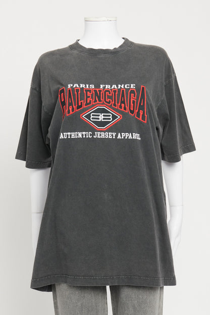 Grey Oversized "Balenciaga" Logo Preowned T-Shirt
