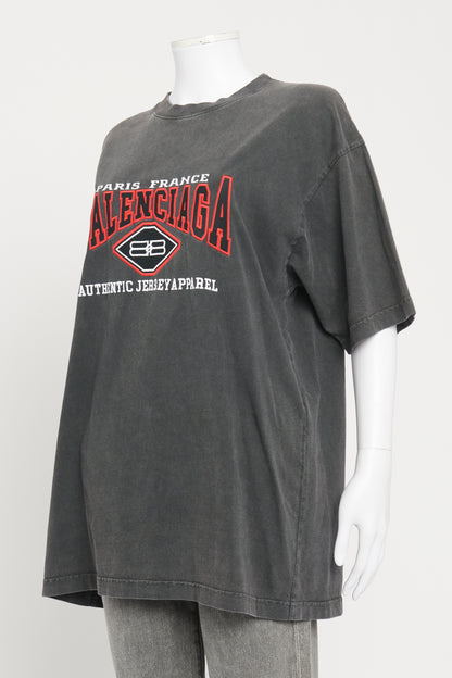 Grey Oversized "Balenciaga" Logo Preowned T-Shirt