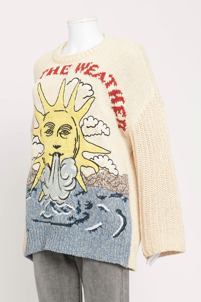 Cream Knitted Weather Print Preowned Jumper