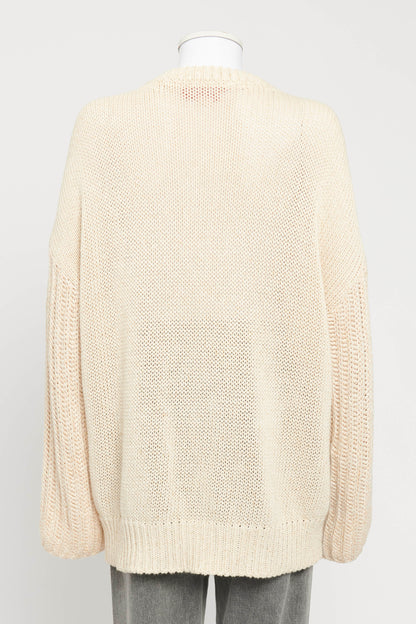 Cream Knitted Weather Print Preowned Jumper