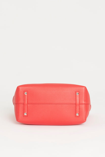 Red Leather Large Preowned Tote Bag