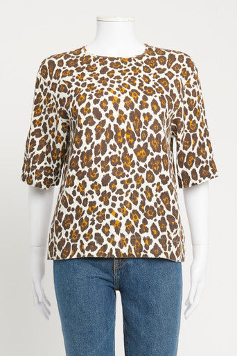 Leopard Print Linen Preowned Top