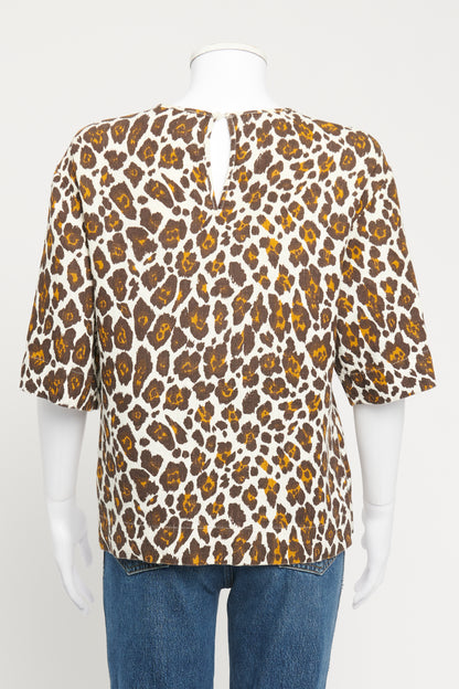 Leopard Print Linen Preowned Top