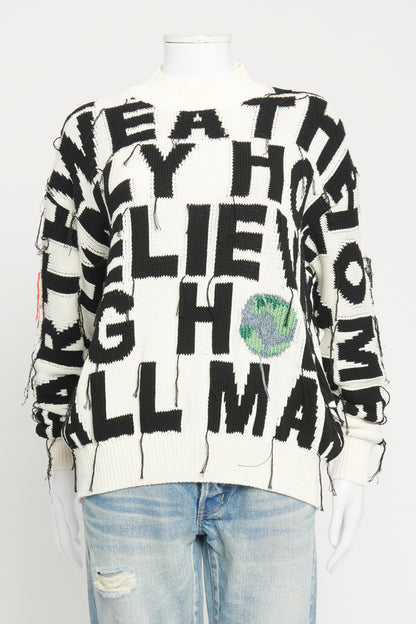 Black and White Earth Graphic Preowned Jumper