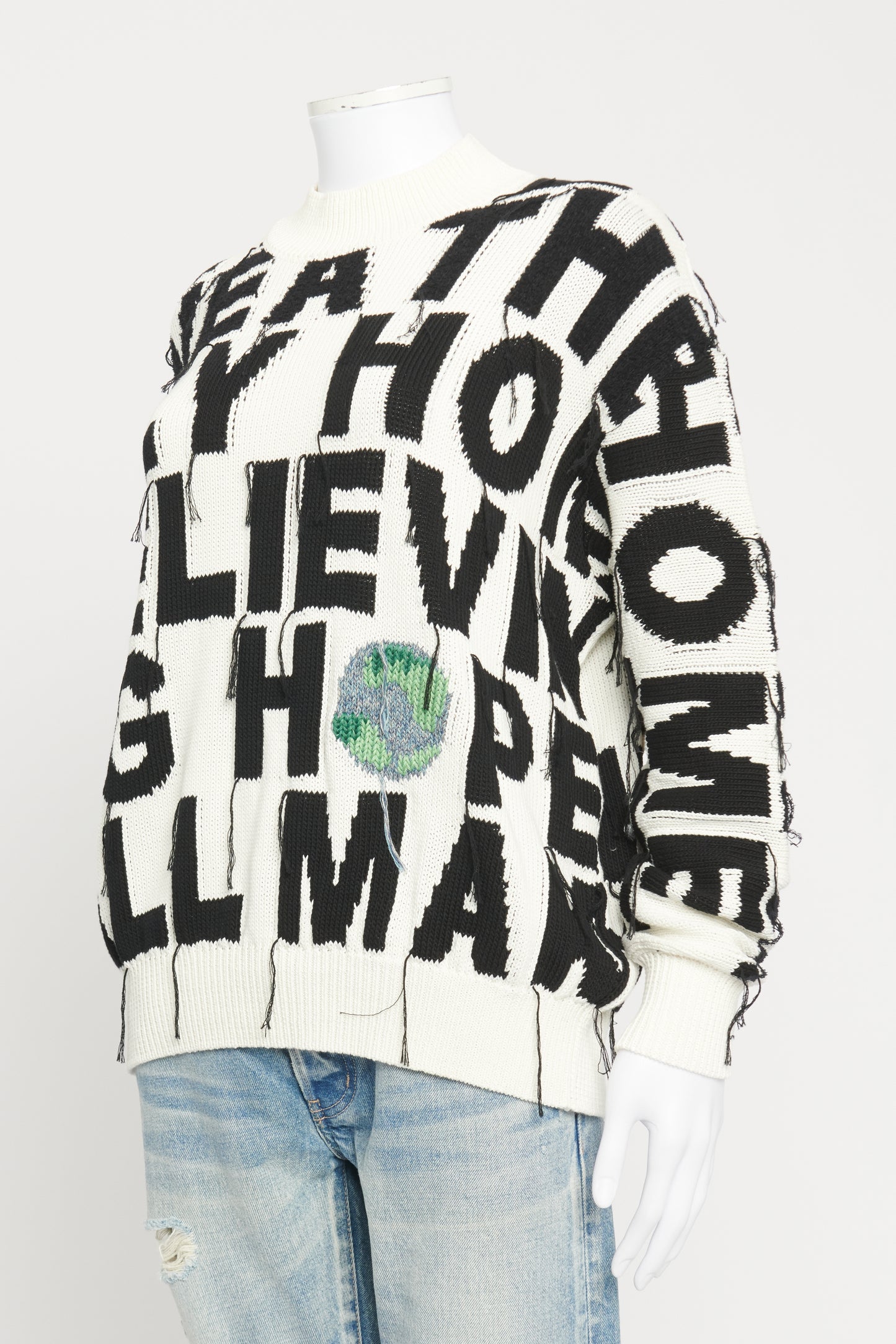 Black and White Earth Graphic Preowned Jumper