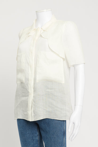 Ivory Collared Preowned Blouse