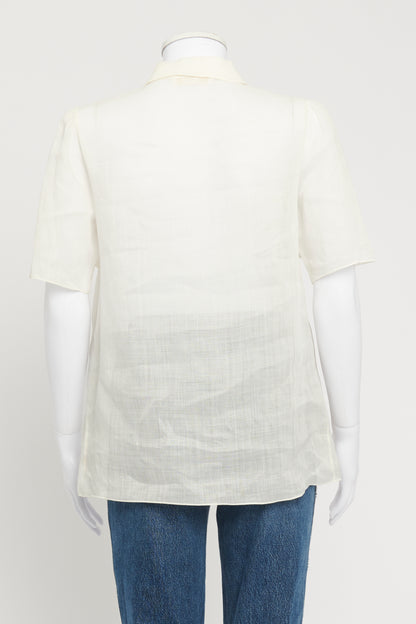 Ivory Collared Preowned Blouse