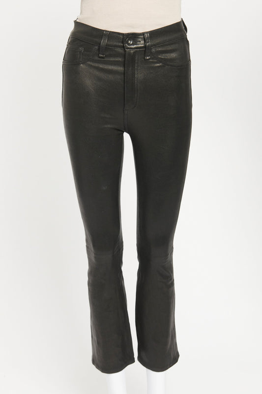 Black Lamb Leather Skinny Flare Preowned Jean