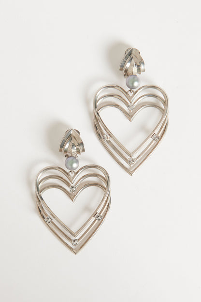 Silver Heart Preowned Clip On Earrings