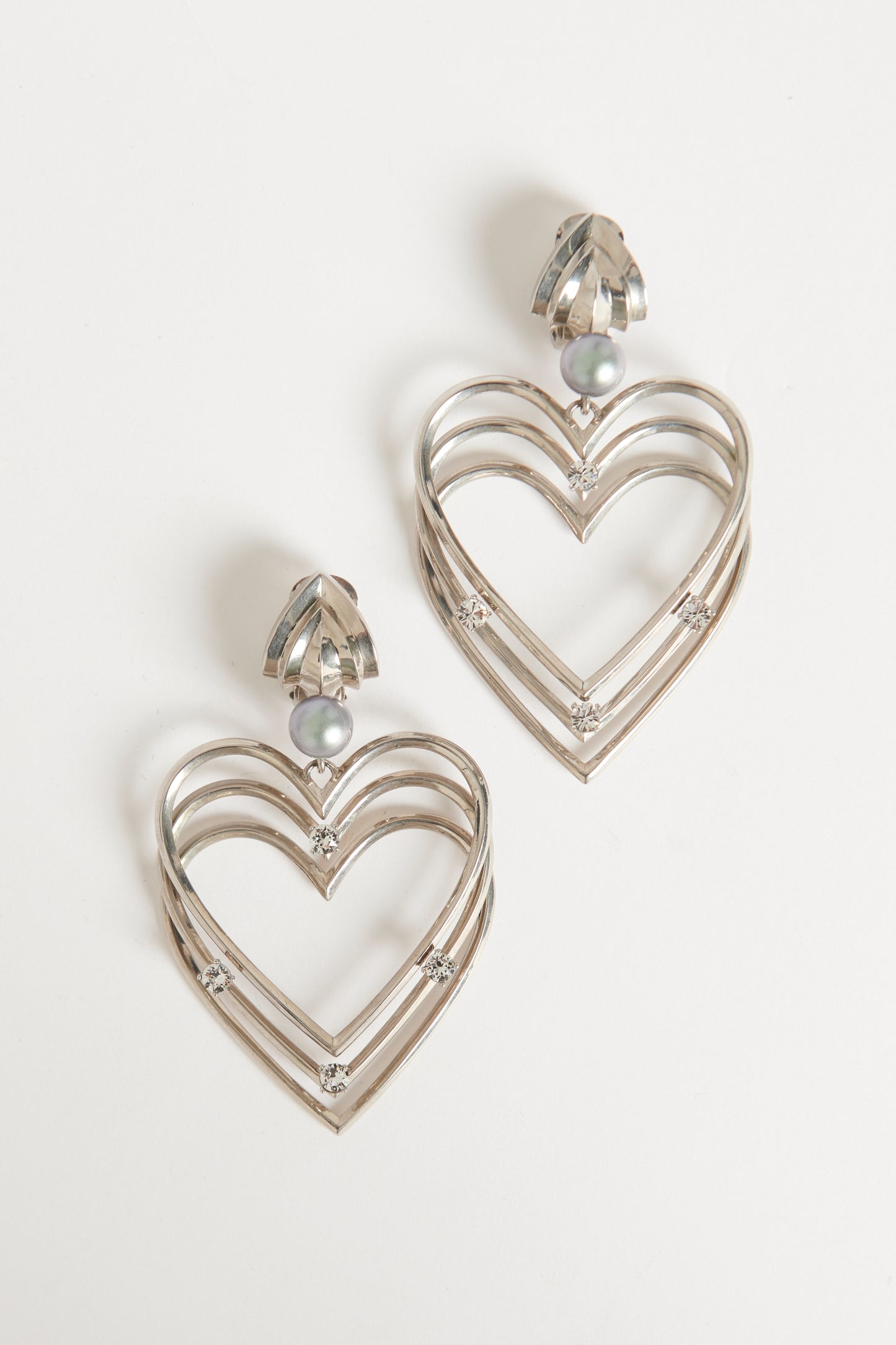 Silver Heart Preowned Clip On Earrings