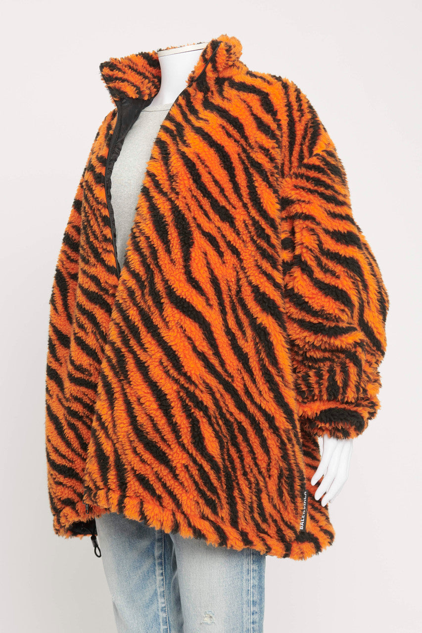 2021 Orange and Black Tiger Stripe Preowned Fleece Jacket