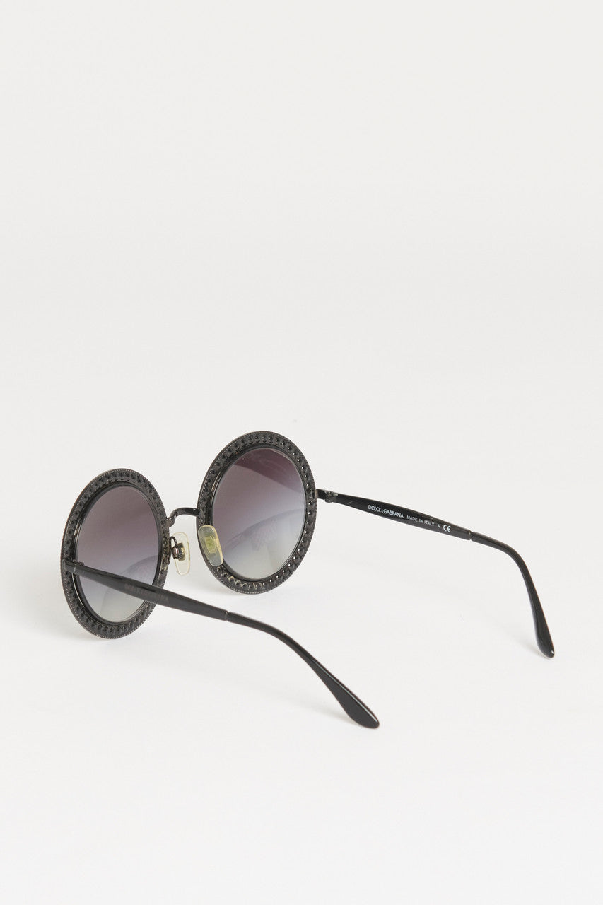 Black Round Lens Preowned Sunglasses