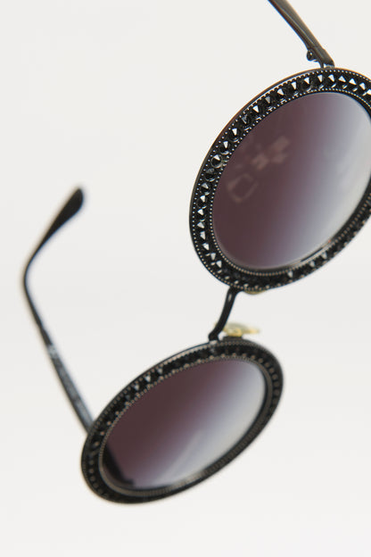 Black Round Lens Preowned Sunglasses