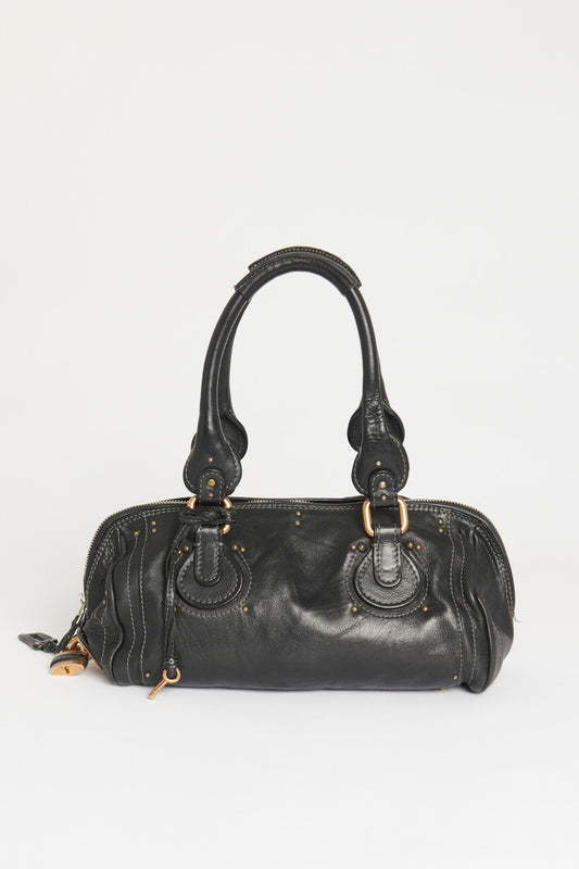 Black Leather Paddington Preowned Shoulder Bag