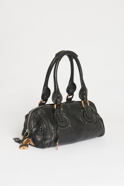 Black Leather Paddington Preowned Shoulder Bag