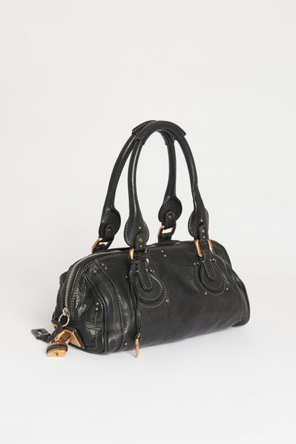 Black Leather Paddington Preowned Shoulder Bag