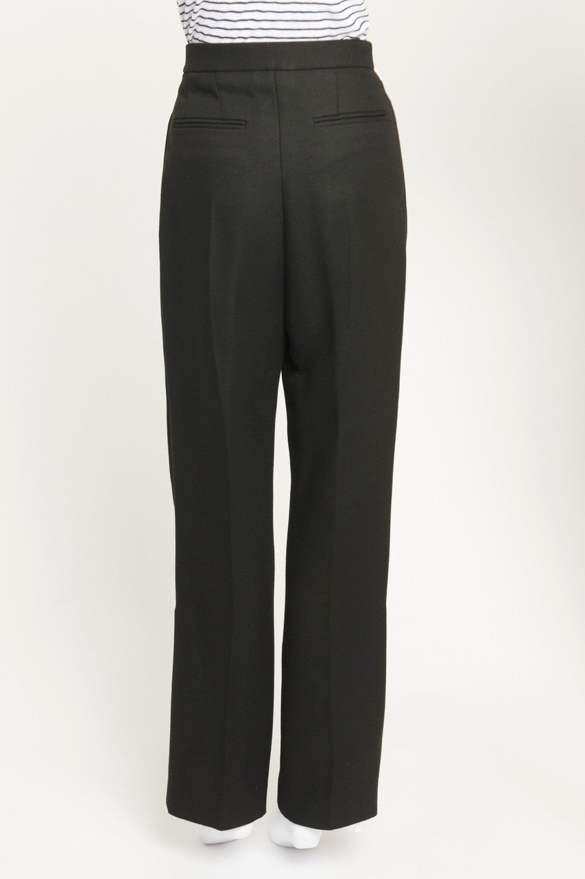 Black Side Zip Straight Trousers