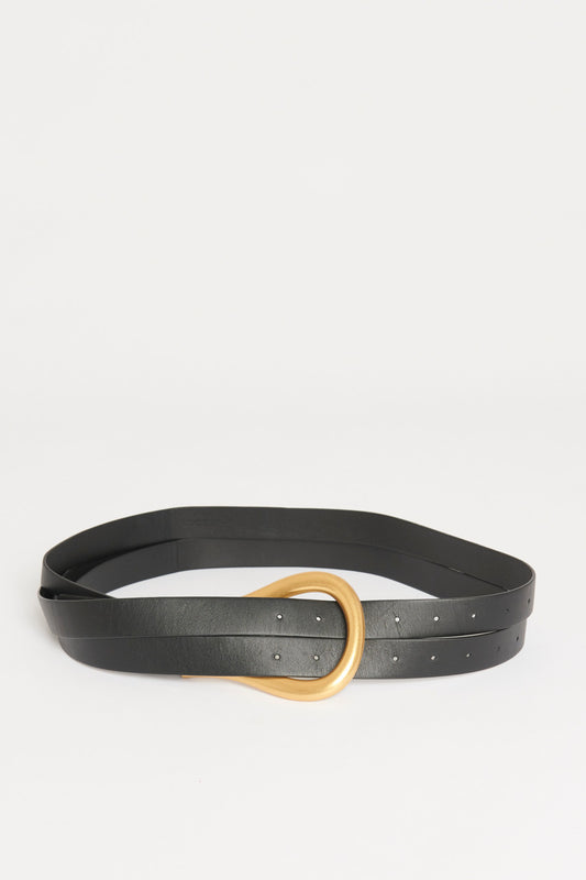 Black Leather Double Strand Preowned Belt