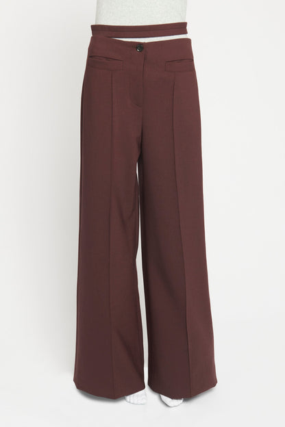 Burgundy Wool Preowned Culotte Trousers