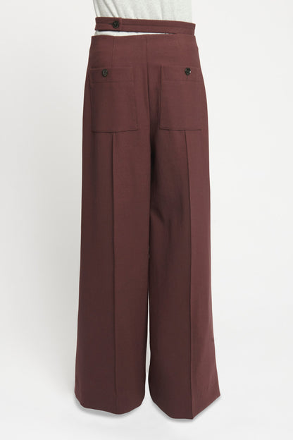 Burgundy Wool Preowned Culotte Trousers