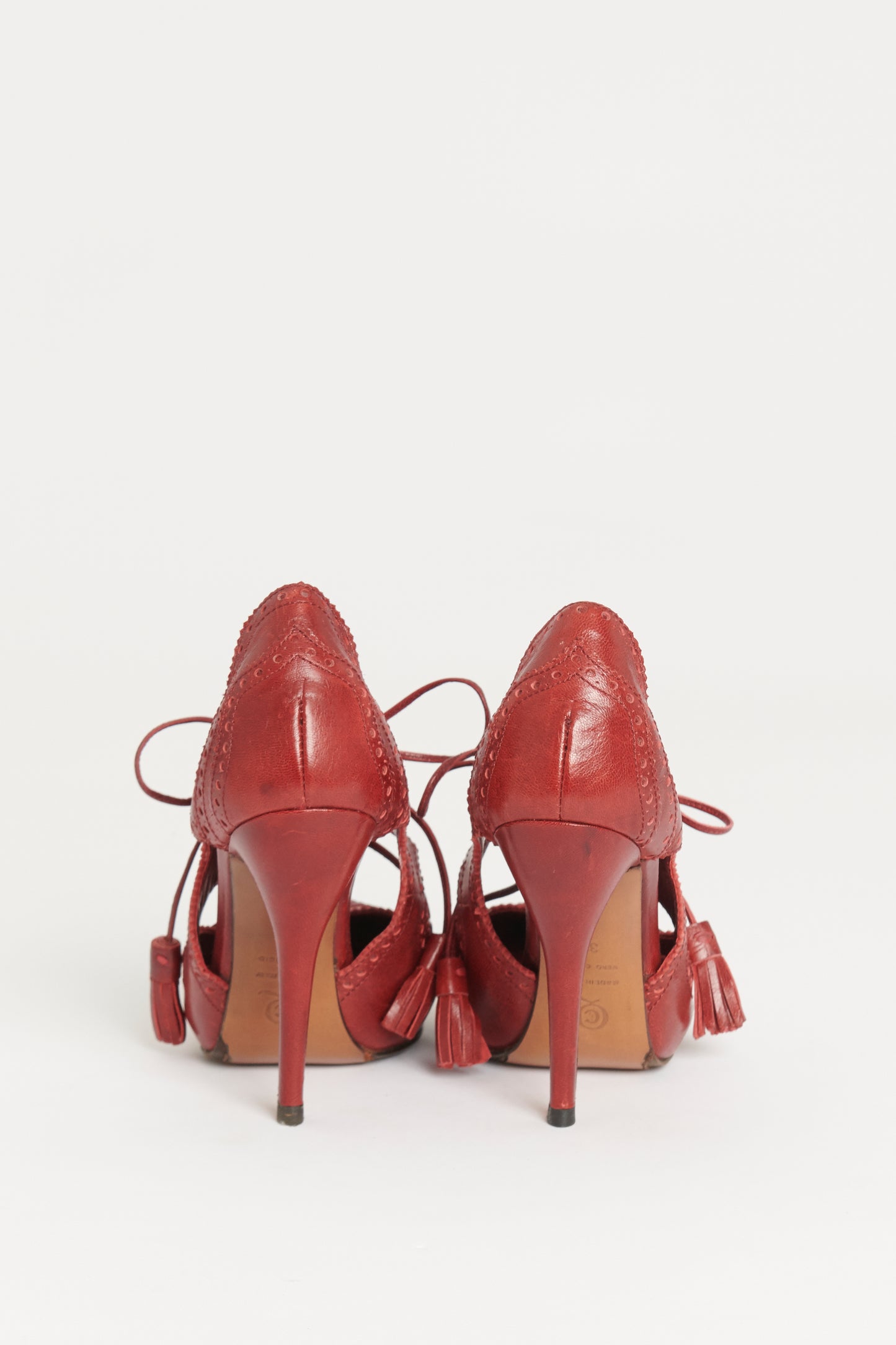 2006 Red Leather Lace Up Preowned Pumps