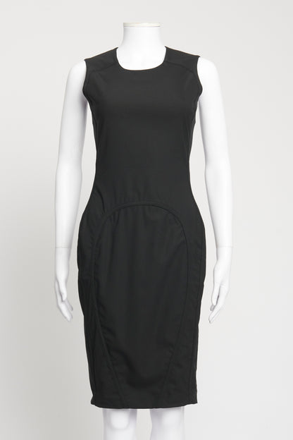 2004 Black Wool Knee Length Preowned Pencil Dress