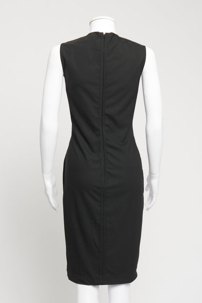 2004 Black Wool Knee Length Preowned Pencil Dress