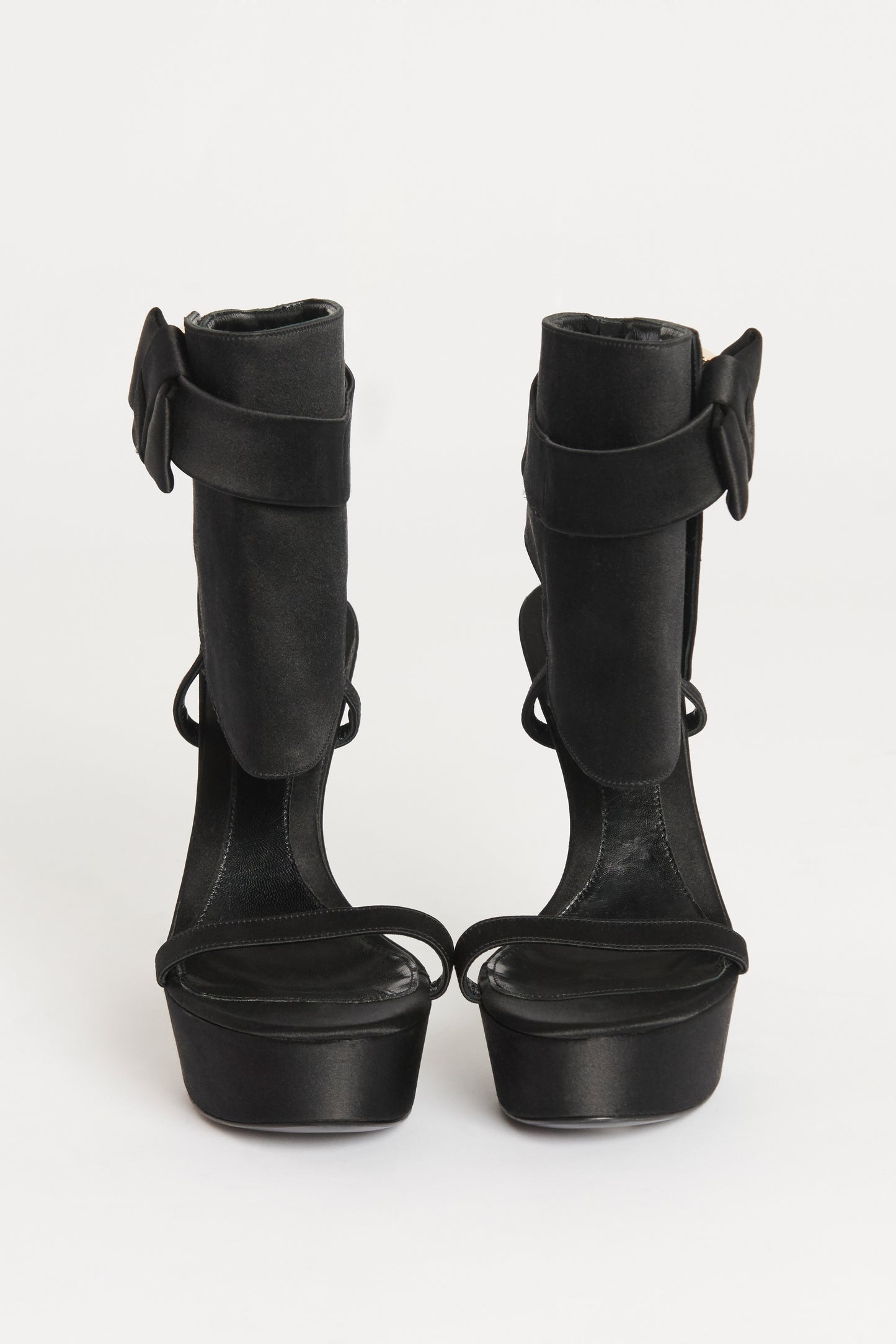 Black Satin Platform Preowned Heels