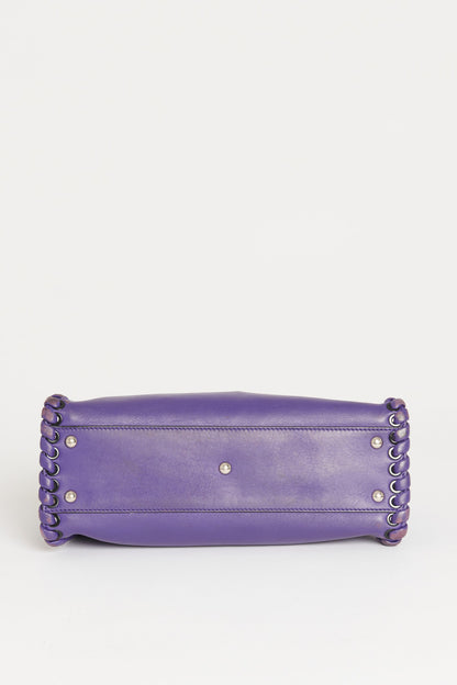 Purple Peekaboo Medium Whipstitch Preowned Satchel Bag