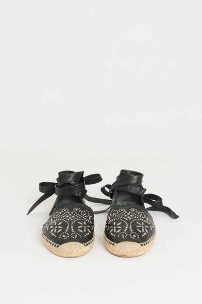 Black Silver Beaded Preowned Espadrilles