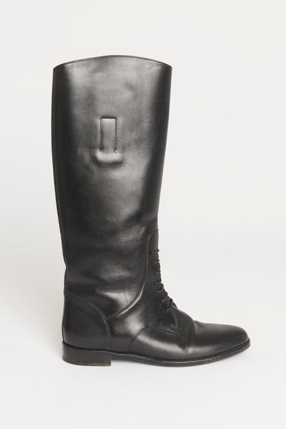 Black Equestrian Preowned Leather Boots