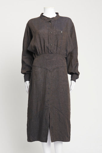Faded Black Linen Robe Naxos Preowned Dress