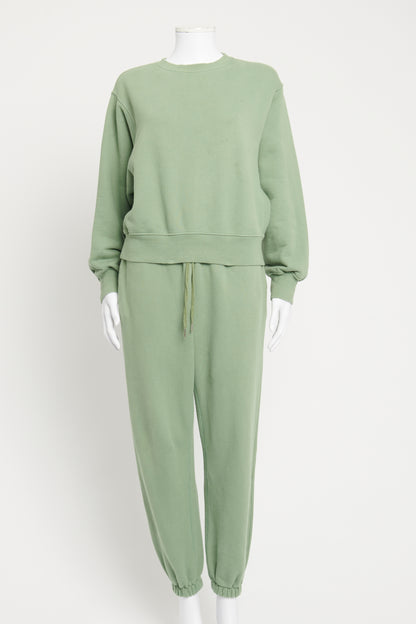 Green Cotton Preowned Tracksuit Set