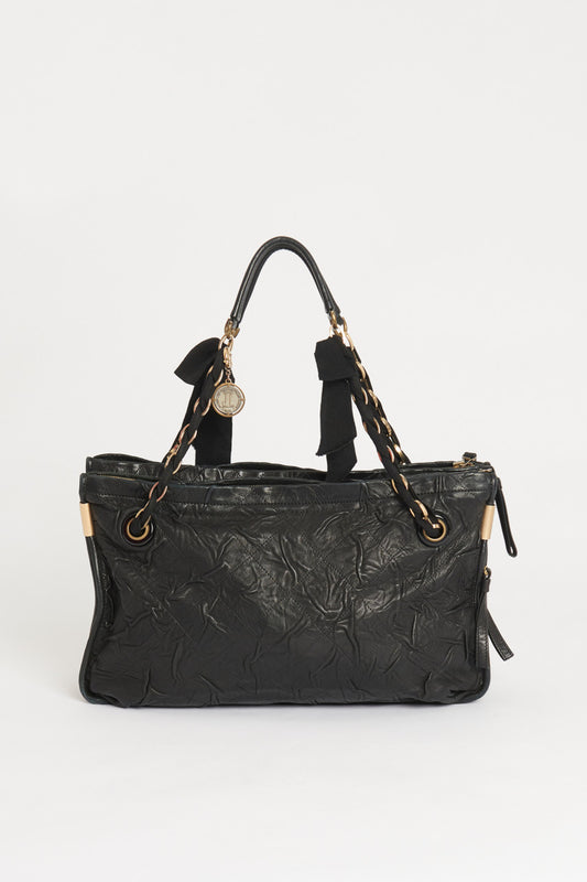 Black Quilted Leather Happy Preowned Bag