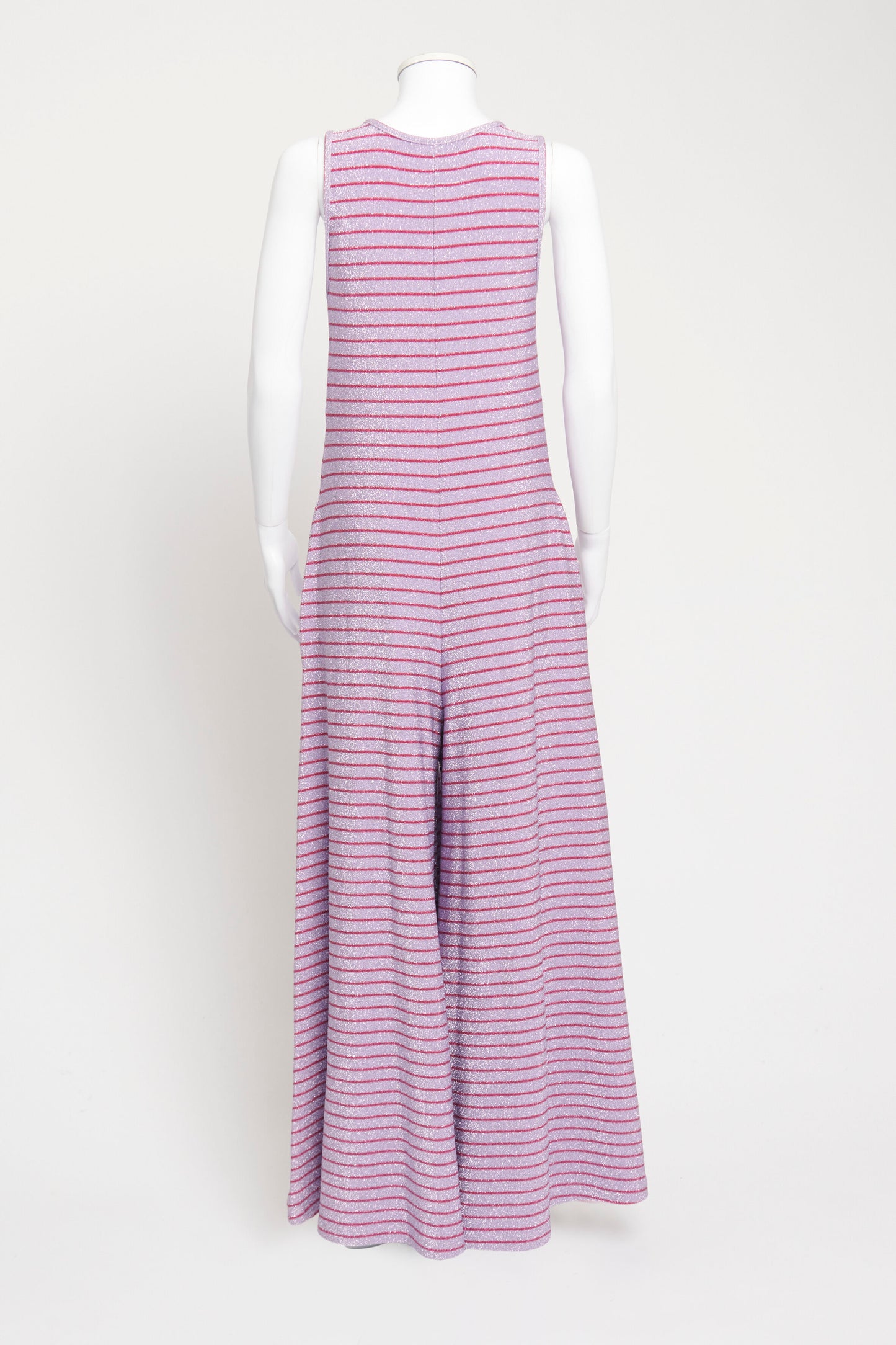 Mauve and Pink Striped Sparkly Wide Leg Preowned Jumpsuit