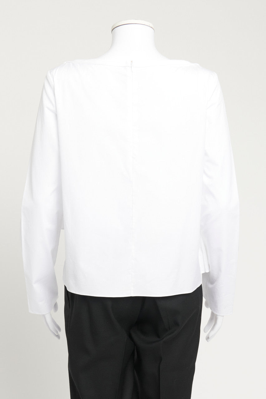 White Long Sleeve Asymmetric Preowned Blouse