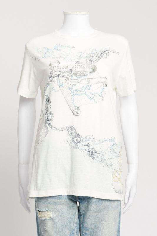 White Atlas Print Preowned T Shirt